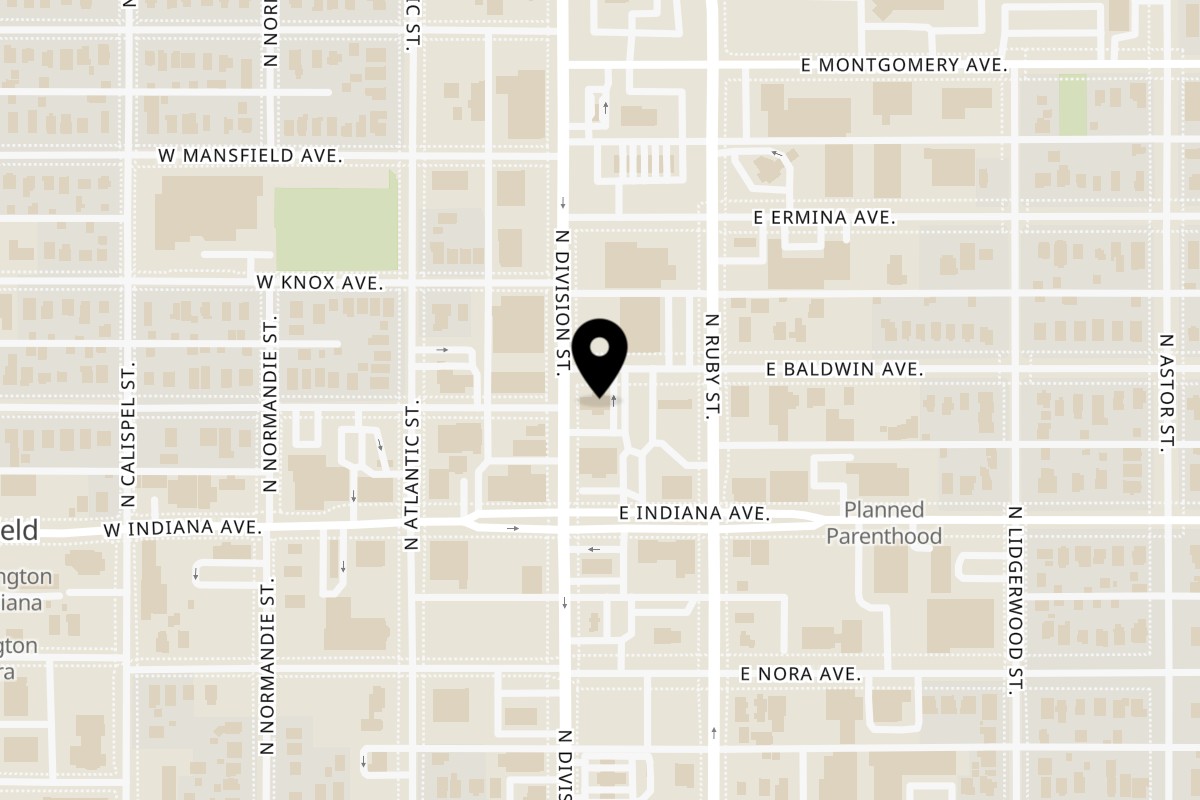 Map showing the location of Bruchi's CheeseSteaks & Subs Spokane - 1918 N Division on 1918 N Division St in Spokane